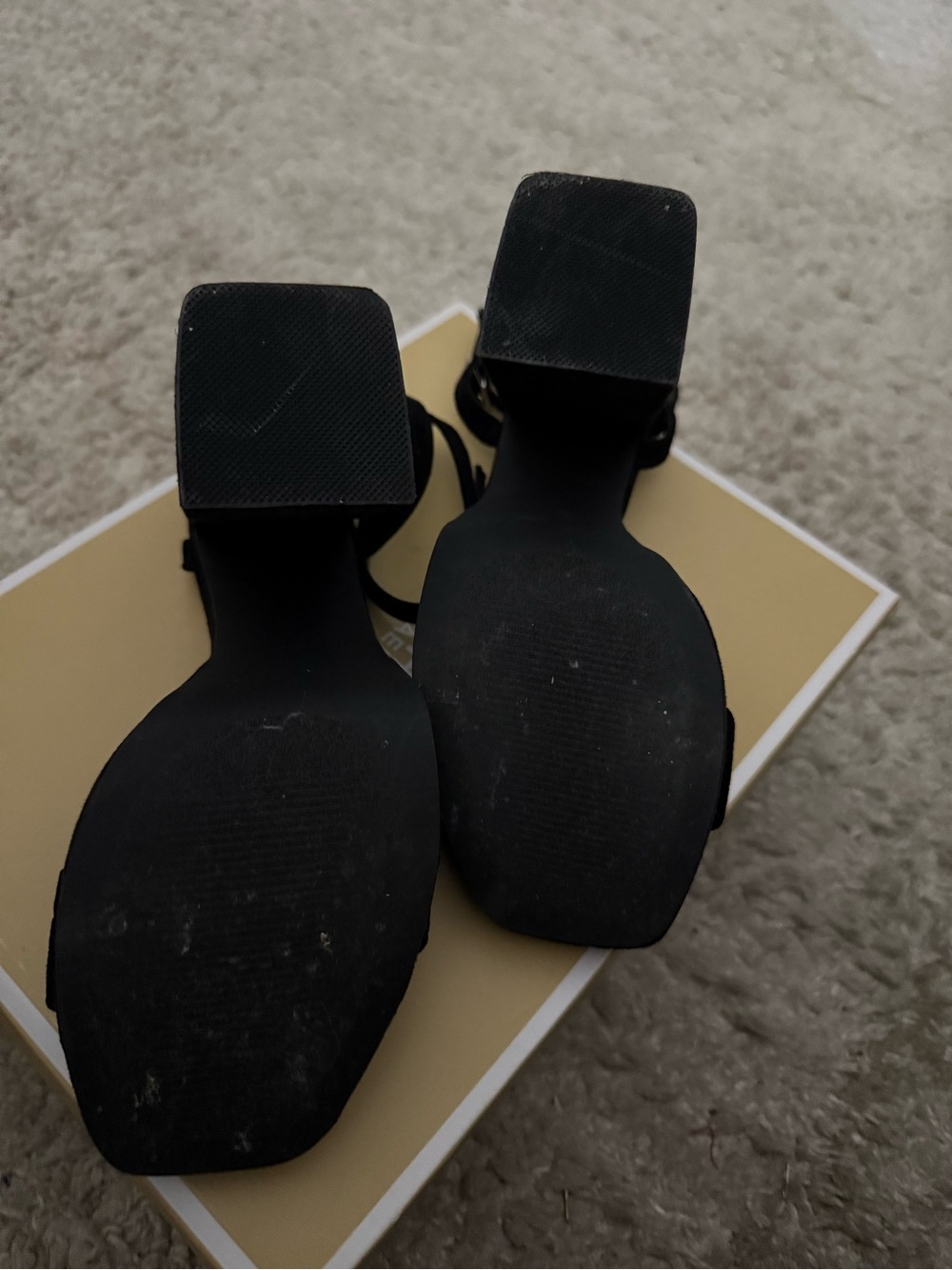 Steve Madden Black Suede Platform Block Heel Sandal with Ankle Strap - Picture 4 of 4